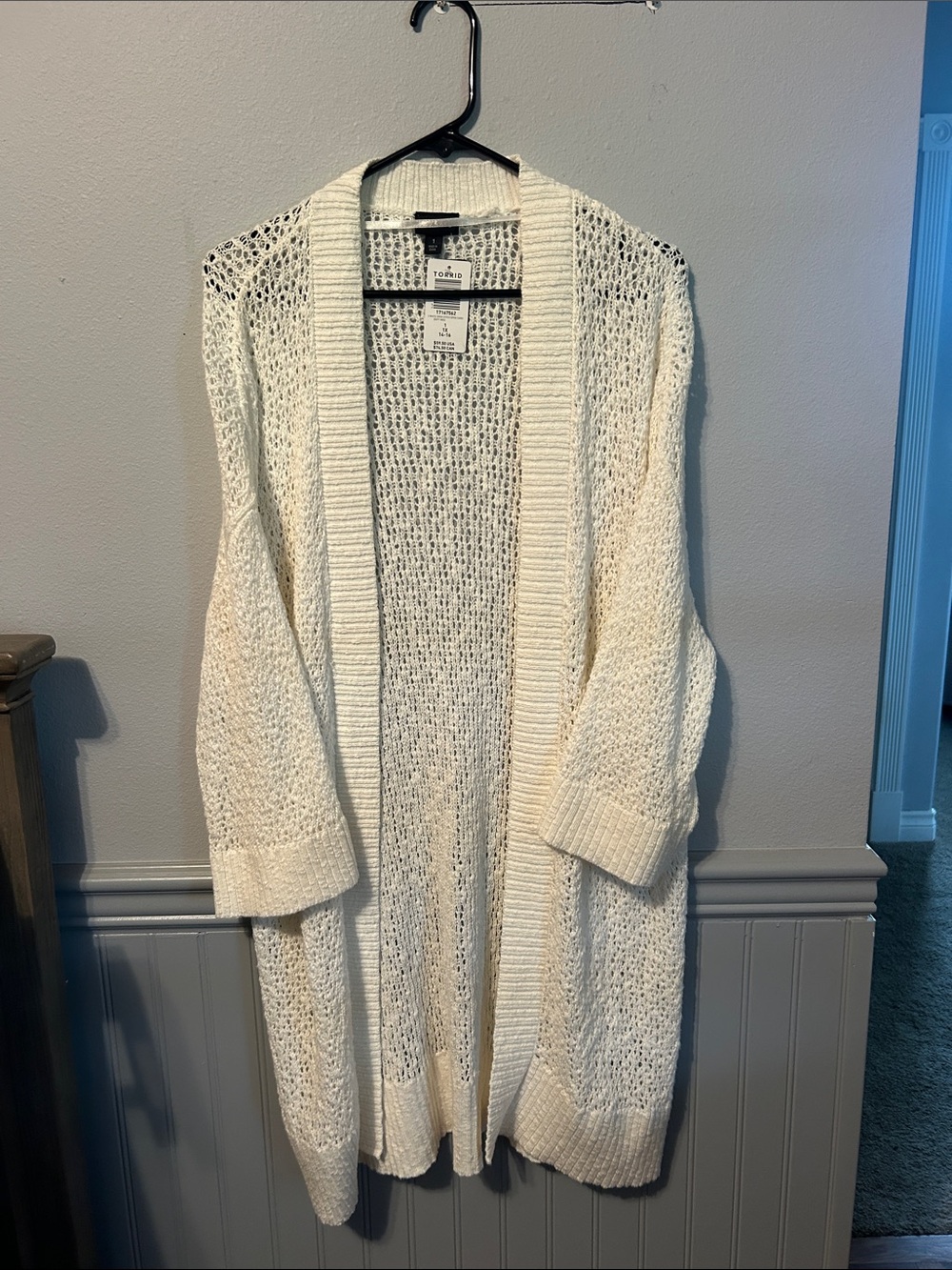 torrid Cream Open-Front Knit Cardigan